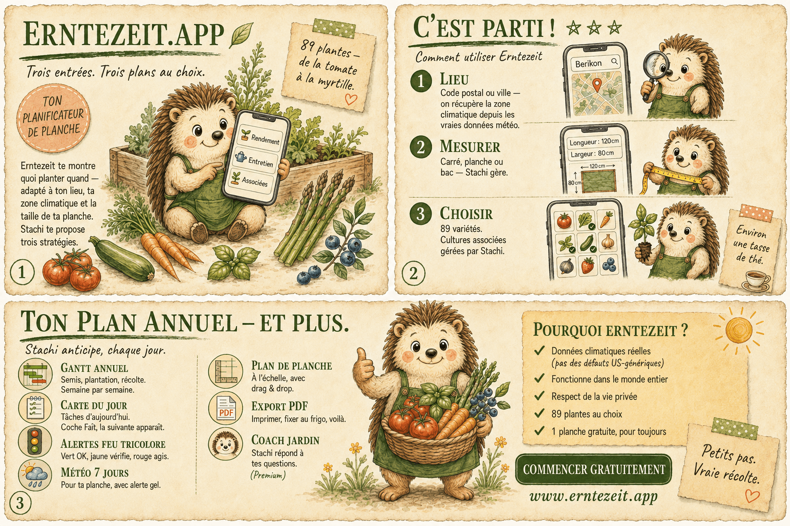 Erntezeit en un coup d'œil — planificateur de potager